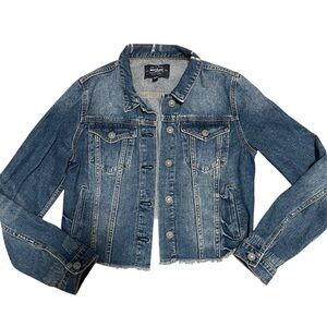 Silver Jean Company Women’s Shelby Cropped Denim Distressed Frayed Jacket S